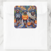 Rottweiler Trick-or-Treating In Halloween Costumes Vierkante Sticker (Tas)