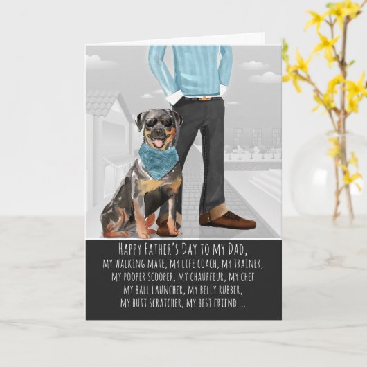 Rottweiler uit de Dog Vaderdag Funny Kaart (Gele Bloem)