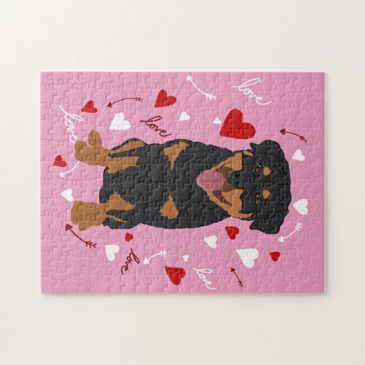 Rottweiler-Valentijnsdag Legpuzzel (Horizontaal)