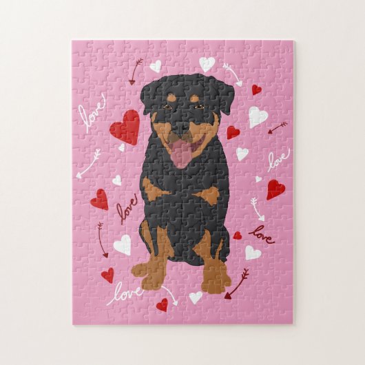 Rottweiler-Valentijnsdag Legpuzzel (Verticaal)