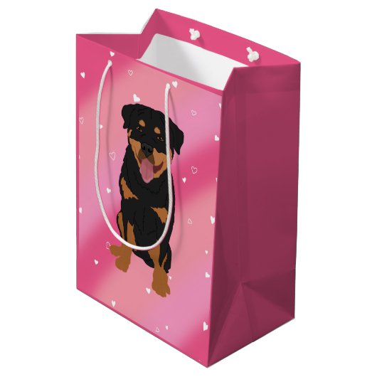 Rottweiler-Valentijnsdag Medium Cadeauzakje (Achterkant Gekanteld)