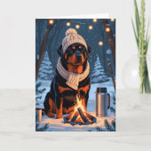 Rottweiler van Campfire Rustic Winter Holiday Art Kaart (Voorkant)