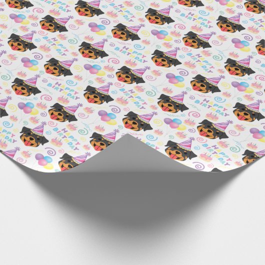 Rottweiler Verjaardag inpakpapier (Hoek)