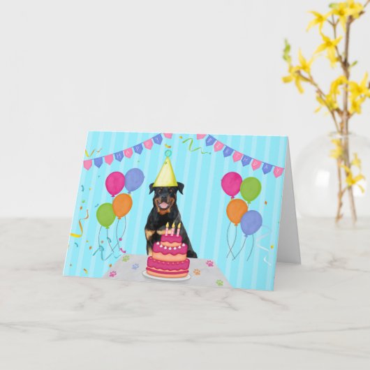 Rottweiler Verjaardag Vakantie Kaart (Gele Bloem)