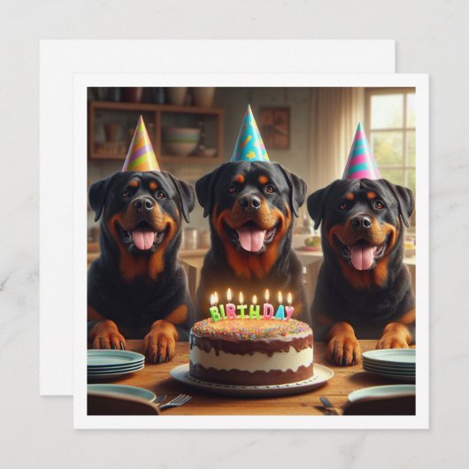 Rottweiler verjaardagsuitnodiging, Hond verjaardag Kaart (Voorkant / Achterkant)