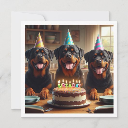 Rottweiler verjaardagsuitnodiging, Hond verjaardag Kaart (Voorkant)