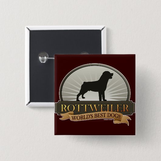 Rottweiler Vierkante Button 5,1 Cm (Voorkant /achterkant)