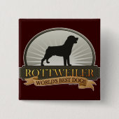 Rottweiler Vierkante Button 5,1 Cm (Voorkant)
