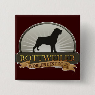 Rottweiler Vierkante Button 5,1 Cm