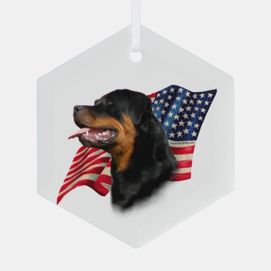 Rottweiler Vlag Glas Ornament (Achterkant)