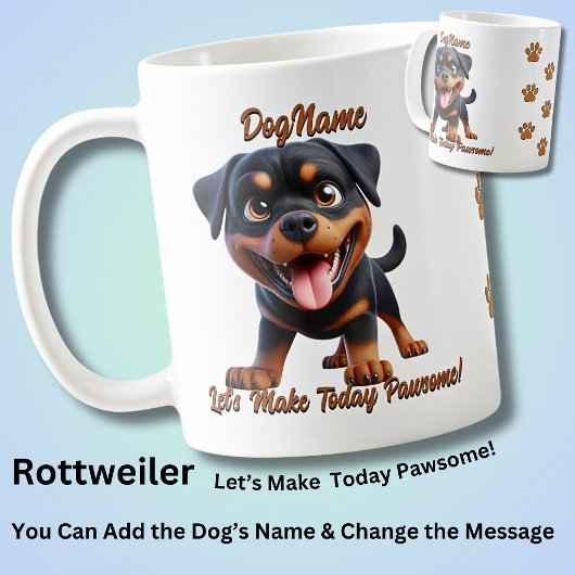 Rottweiler - voeg de naam van de hond toe, verande koffiemok