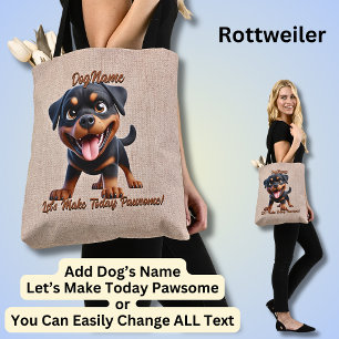 Rottweiler - voeg de naam van de hond toe, verande tote bag
