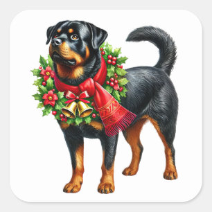 Rottweiler voor Christmas Gear Vierkante Sticker