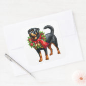 Rottweiler voor Christmas Gear Vierkante Sticker (Envelop)
