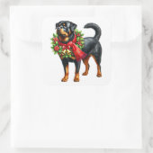Rottweiler voor Christmas Gear Vierkante Sticker (Tas)