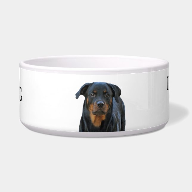 Rottweiler Waarschuwing Dog Bowl Voerbakje (Voorkant)
