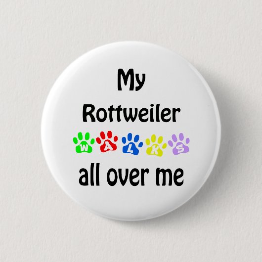 Rottweiler wandelingen ontwerp ronde button 5,7 cm (Voorkant)