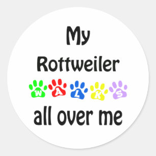 Rottweiler wandelingen ontwerp ronde sticker
