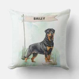 Rottweiler Watercolor Personalized Dog Kussen