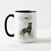 Rottweiler Watercolor Personalized Dog Mok (Links)