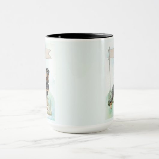 Rottweiler Watercolor Personalized Dog Mok (Midden)