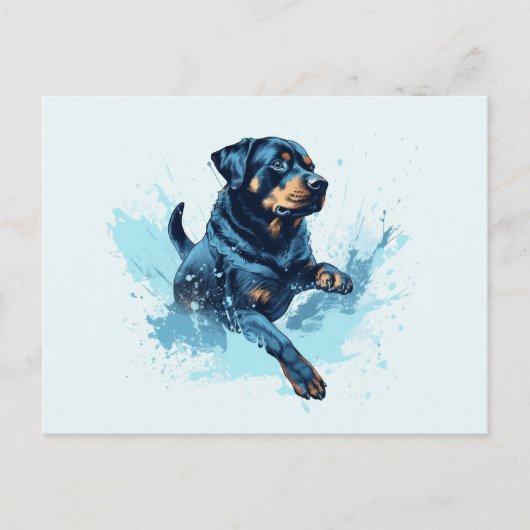 Rottweiler Watersport Briefkaart (Voorkant)
