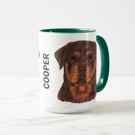 Rottweiler Waterverf Aangepast Mug Mok (Voorkant rechts)