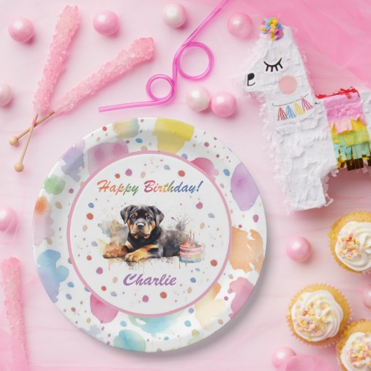 Rottweiler Waterverf Papier Bord (Feest)