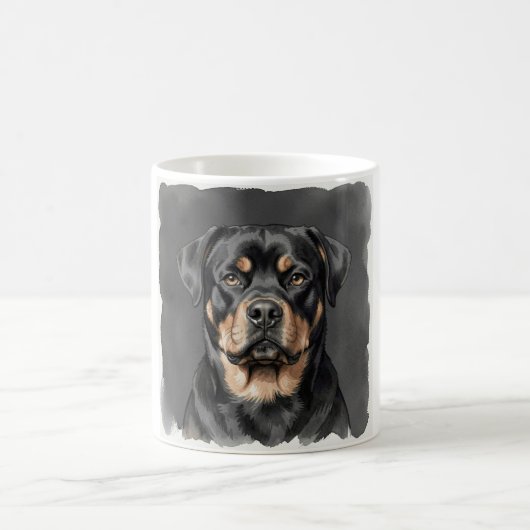 Rottweiler-waterverfportret Koffiemok (Center)