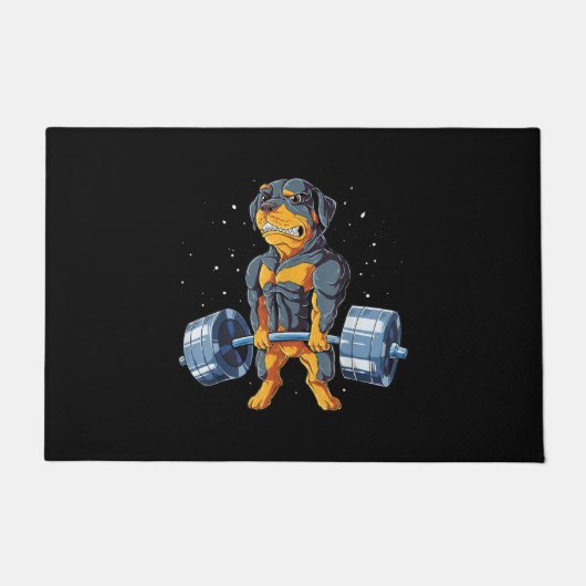 Rottweiler Weightlift Funny Deadlift Mannen Fitnes Deurmat (Voorkant)