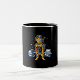 Rottweiler Weightlift Funny Deadlift Mannen Fitnes Tweekleurige Koffiemok
