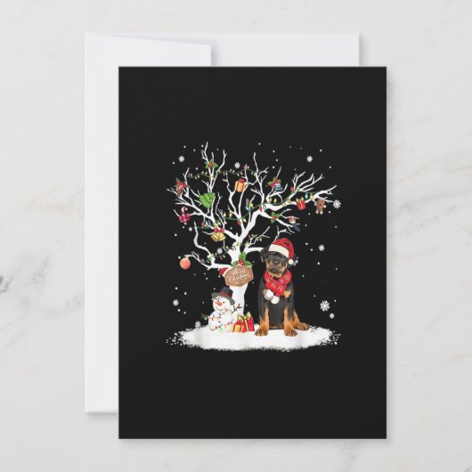 Rottweiler Winter Snow Tree Dog Christmas Winter Kaart (Voorkant)