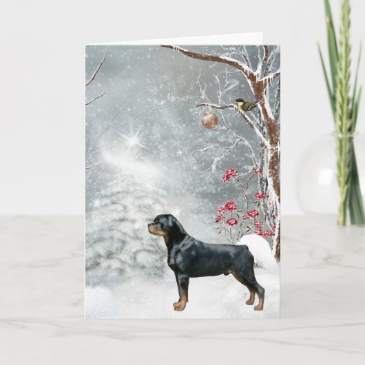Rottweiler Winter Wonderland Holiday Kaart (Voorkant)