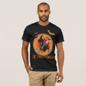 Rottweiler Witch Halloween Basic Donker T-shirt (Voorkant volledig)