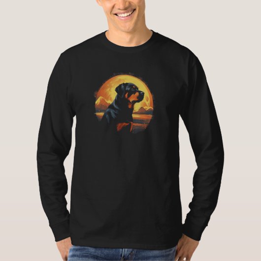 Rottweiler With Full Moon in Background - Dog Love T-shirt (Voorkant)