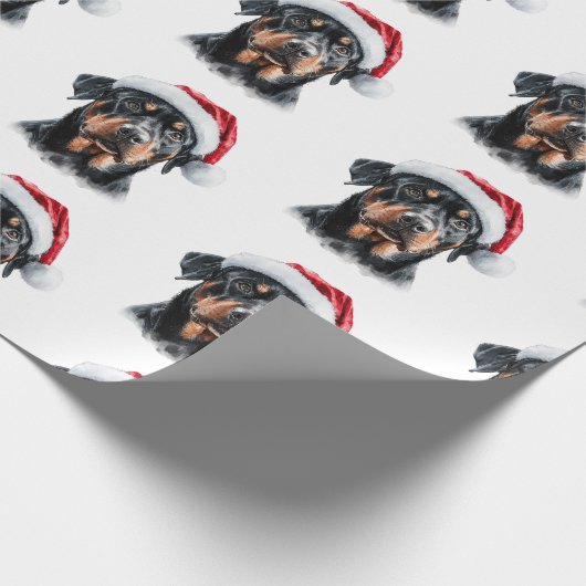 Rottweiler with Santa Hat Cadeaupapier (Hoek)