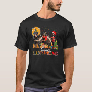 Rottweiler Wizard Pet Turkije Santa Hat Happy Hall T-shirt