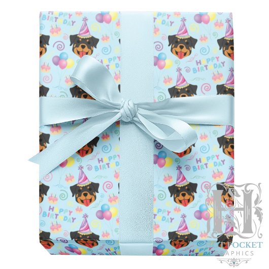 Rottweiler Wrapping Paper in Blue Cadeaupapier