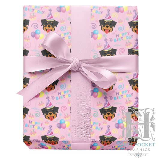 Rottweiler Wrapping Paper in Pink Cadeaupapier