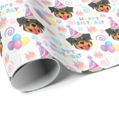 Rottweiler Wrapping Paper in White Cadeaupapier (Rol Hoek)