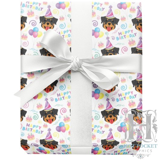 Rottweiler Wrapping Paper in White Cadeaupapier