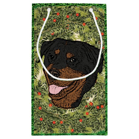 Rottweiler Wreath Klein Cadeauzakje (Achterkant)