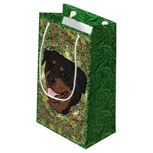 Rottweiler Wreath Klein Cadeauzakje (Achterkant Gekanteld)