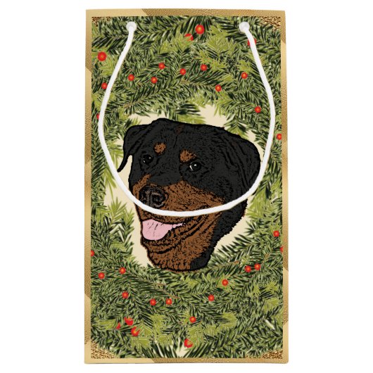Rottweiler Wreath Klein Cadeauzakje (Achterkant)