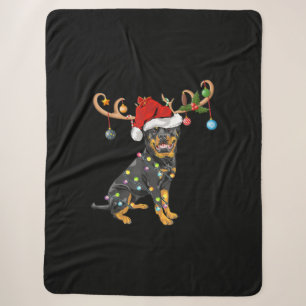 Rottweiler Xmas Gift Santas Reindetweiler Sherpa Deken