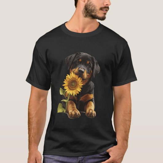 Rottweiler Zonnebloem T-shirt (Voorkant)