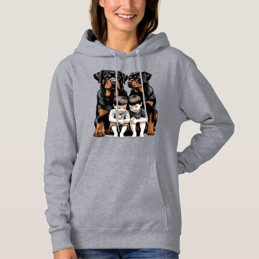 Rottweilers als trouwe beschermers van kinderen hoodie (Voorkant)