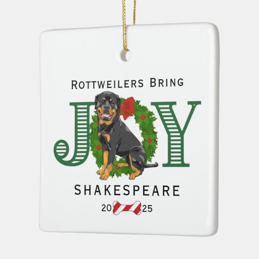 Rottweilers brengen vreugde keramisch ornament (Links)