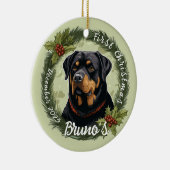 Rottweiler's Eerste Kerstmis Keramisch Ornament (Rechts)
