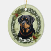 Rottweiler's Eerste Kerstmis Keramisch Ornament (Links)
